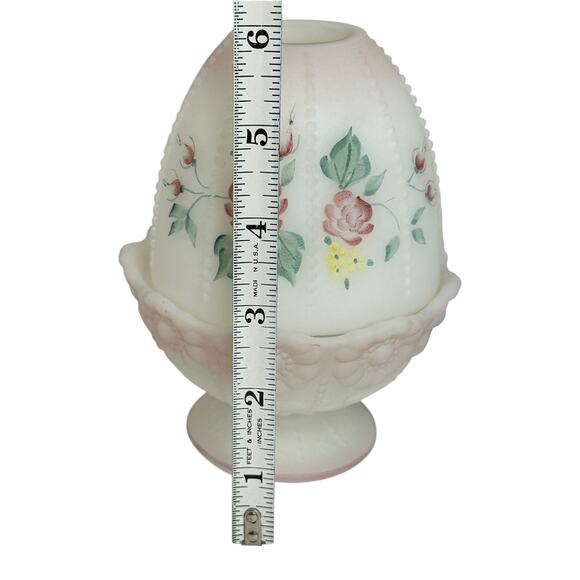 Fenton Fairy Lamp Burmese Rose Garden Y2K Satin Glass Signed 95th Anniversary - Picture 8 of 9